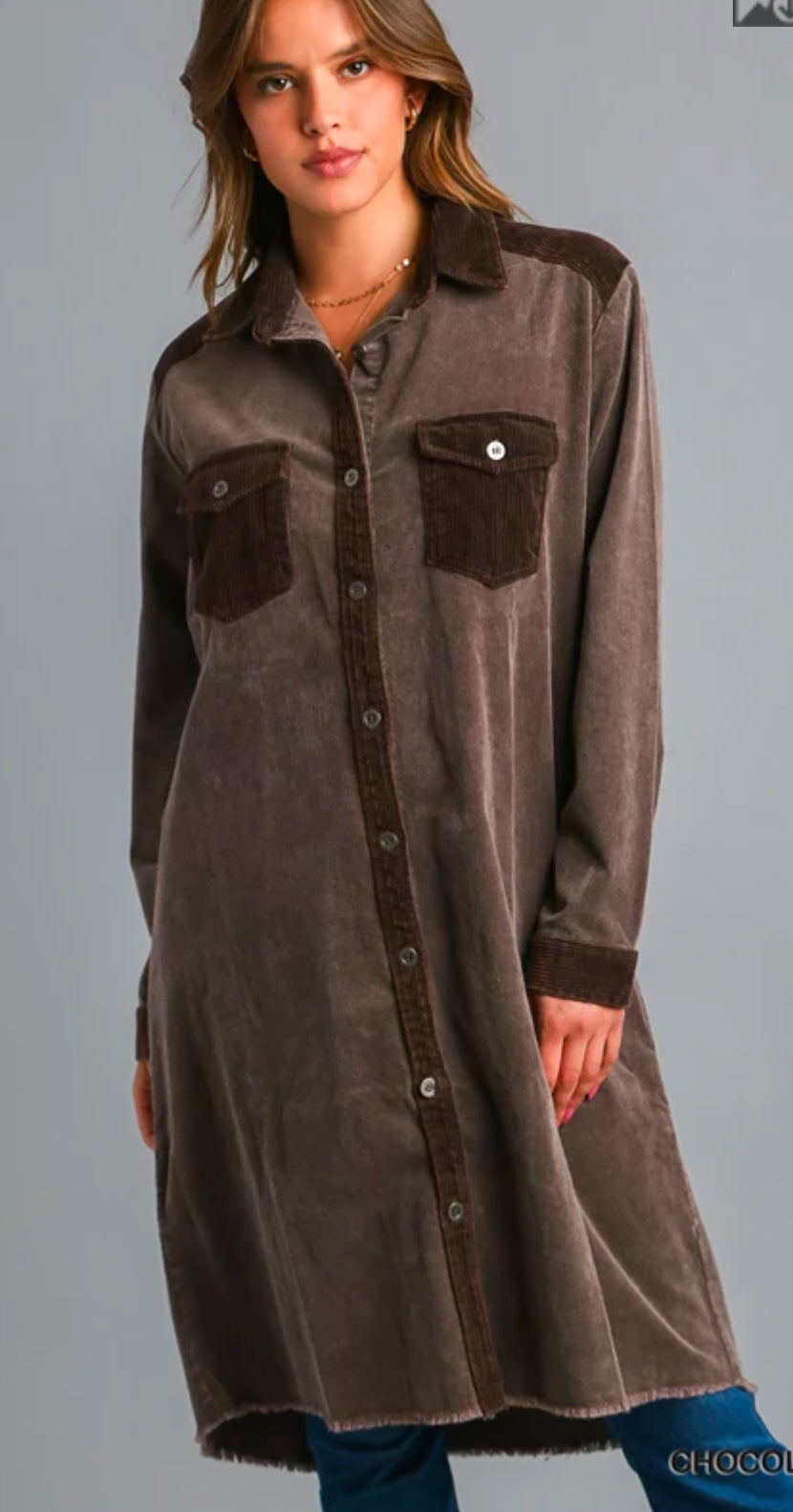 UmGee Corduroy Button Down Dress/Jacket