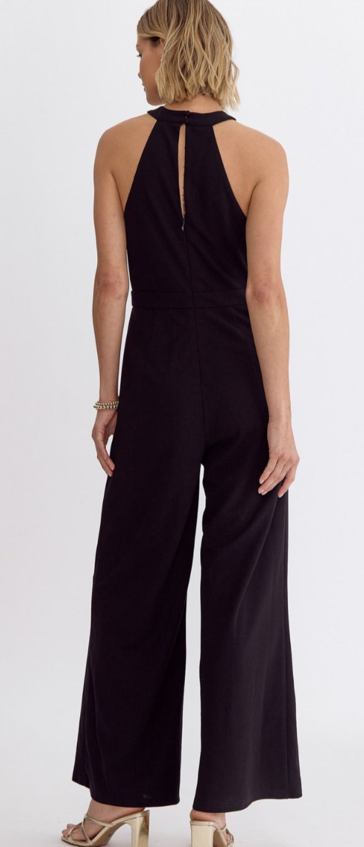 Halter Neck Romper - Black