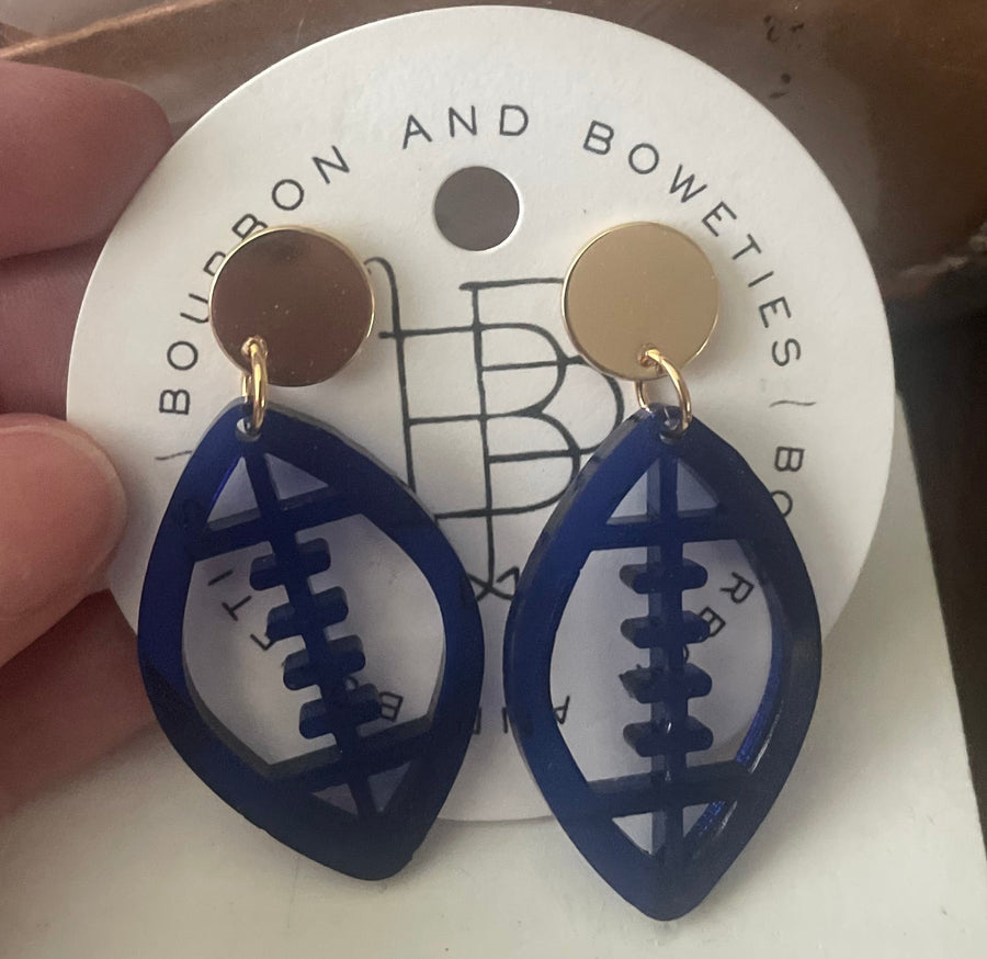 Bourbon and Boweties Football Earrings