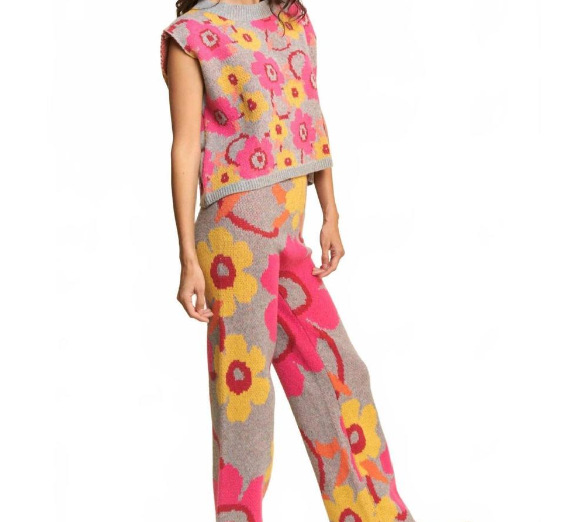 Davi & Dani Flower Sweater Pant
