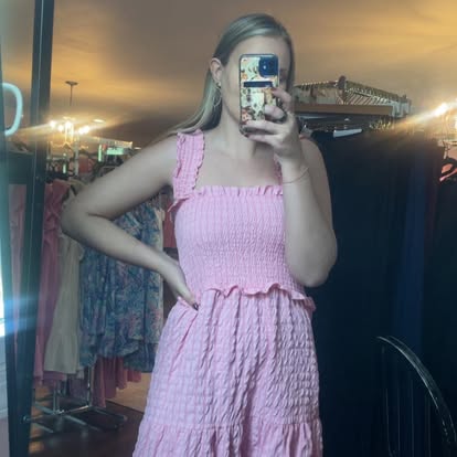 Simply Southern square Neck Pink Maxi Dress