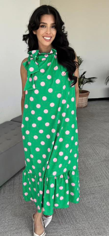 Carole Christian Polka Dot Midi Dress
