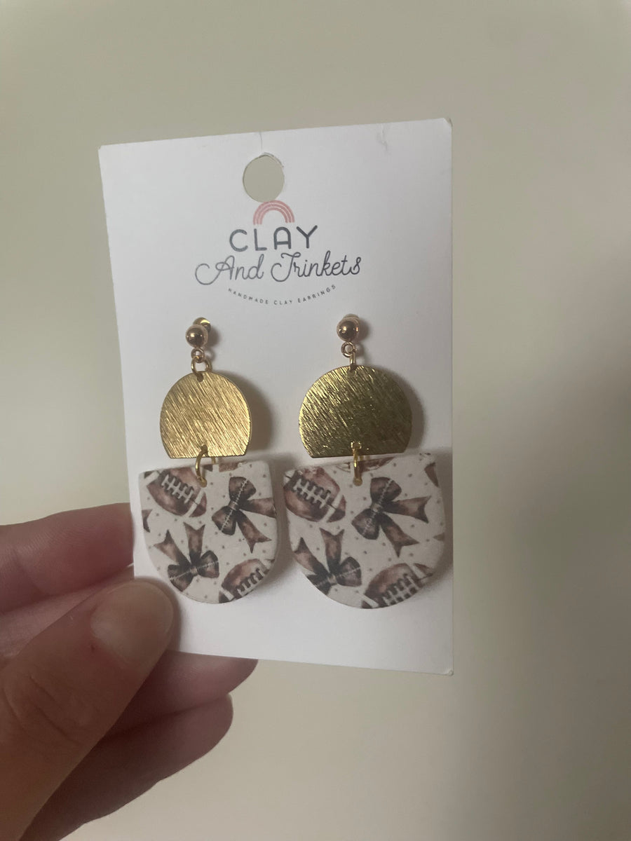 Clay Football Earrings
