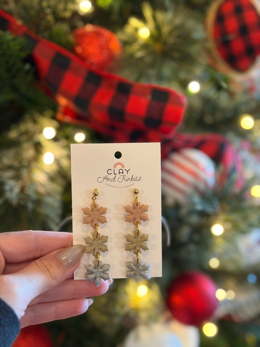 Clay snowflakes earrings