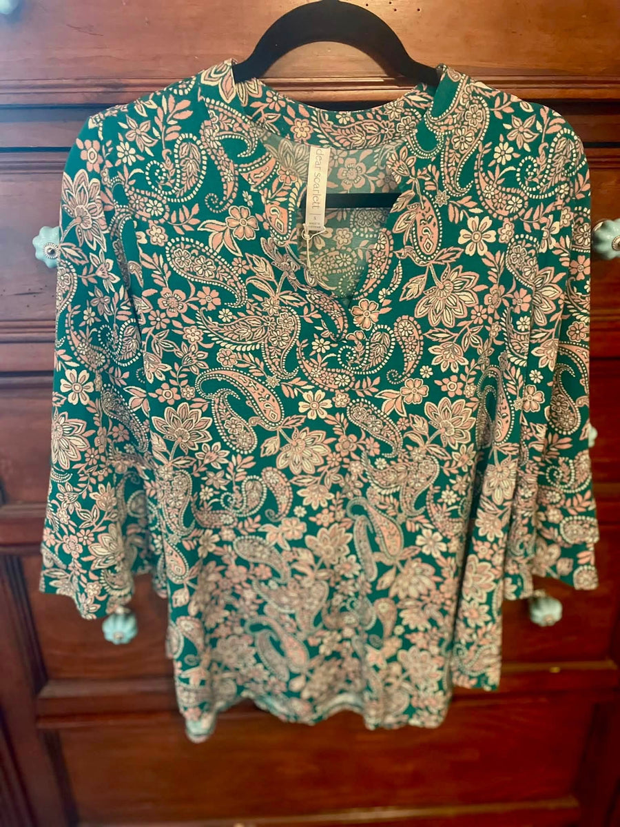 Dear Scarlet Green and pink top