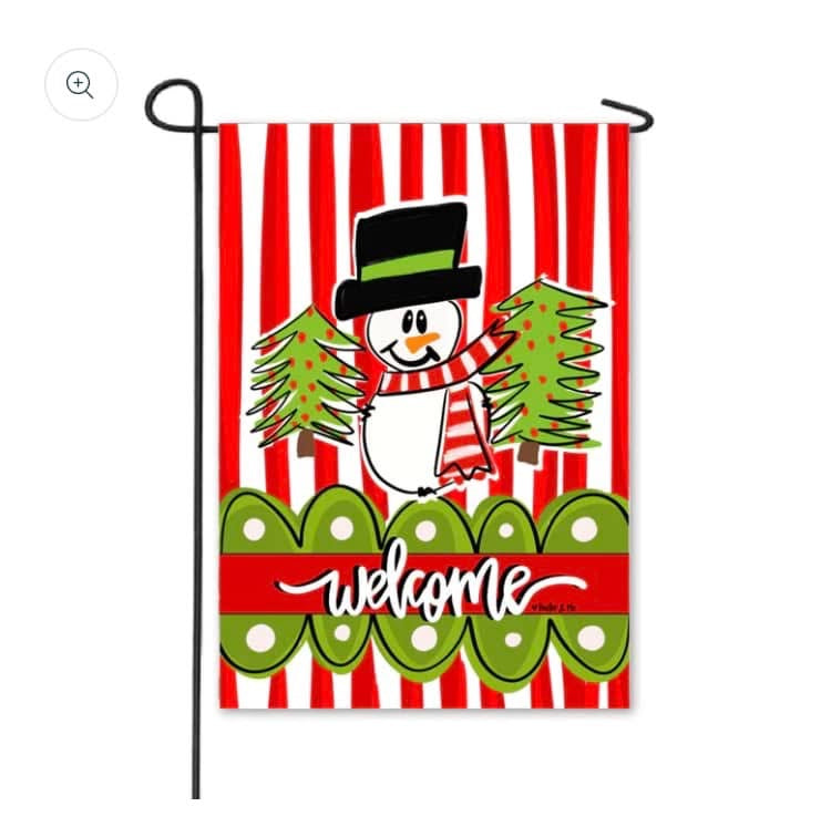 Baxter & me welcome snowman flag
