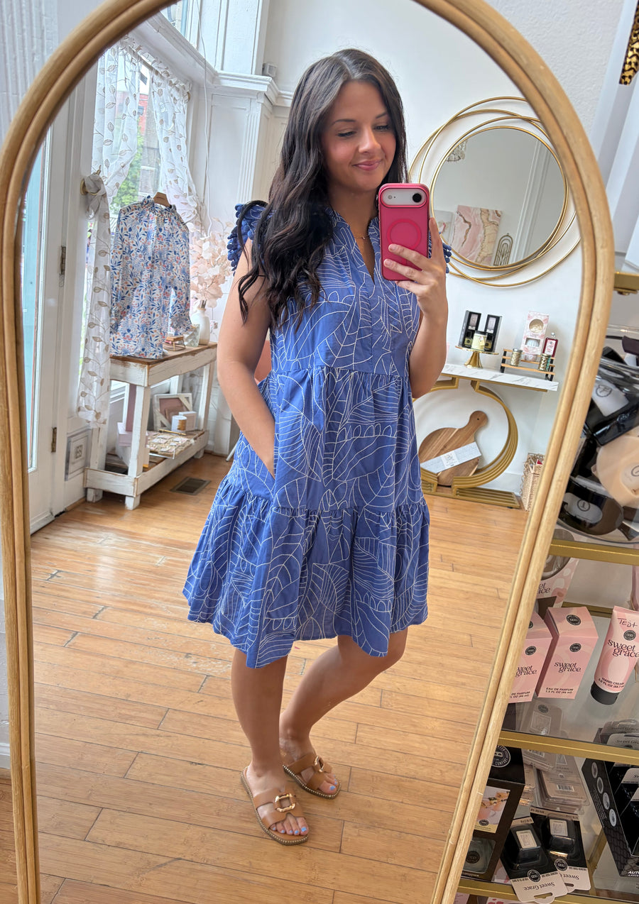 Skies are Blue Embroidered Dress