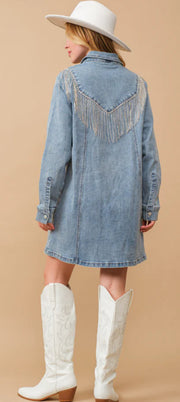 Blue B Rhinestone Fringe Dress