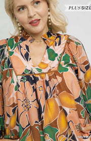 Umgee Abstract Floral Print Blouse