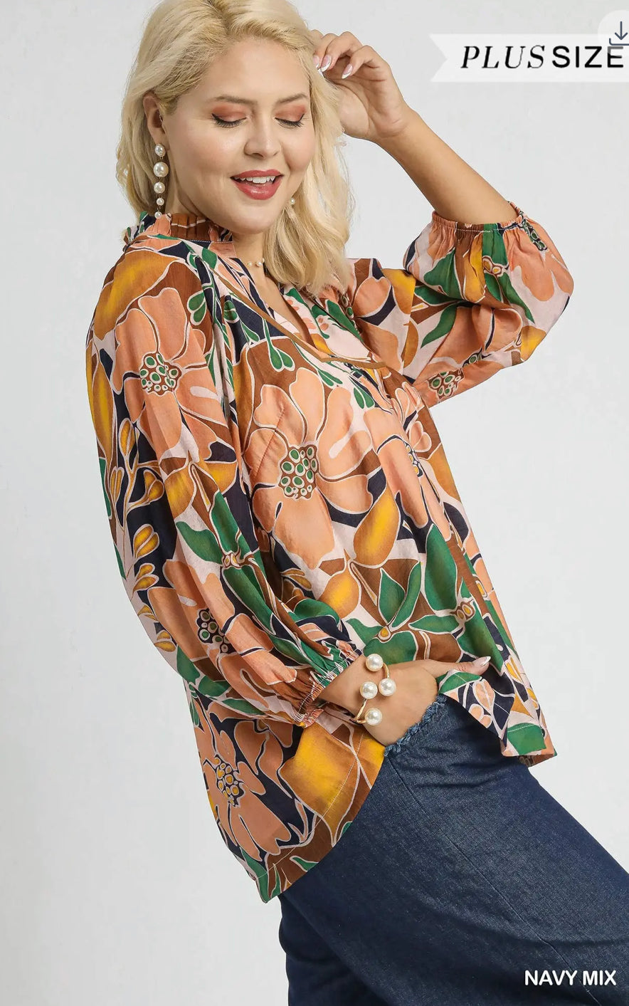 Umgee Abstract Floral Print Blouse