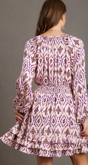 Umgee Violet Smocked Waistband Dress