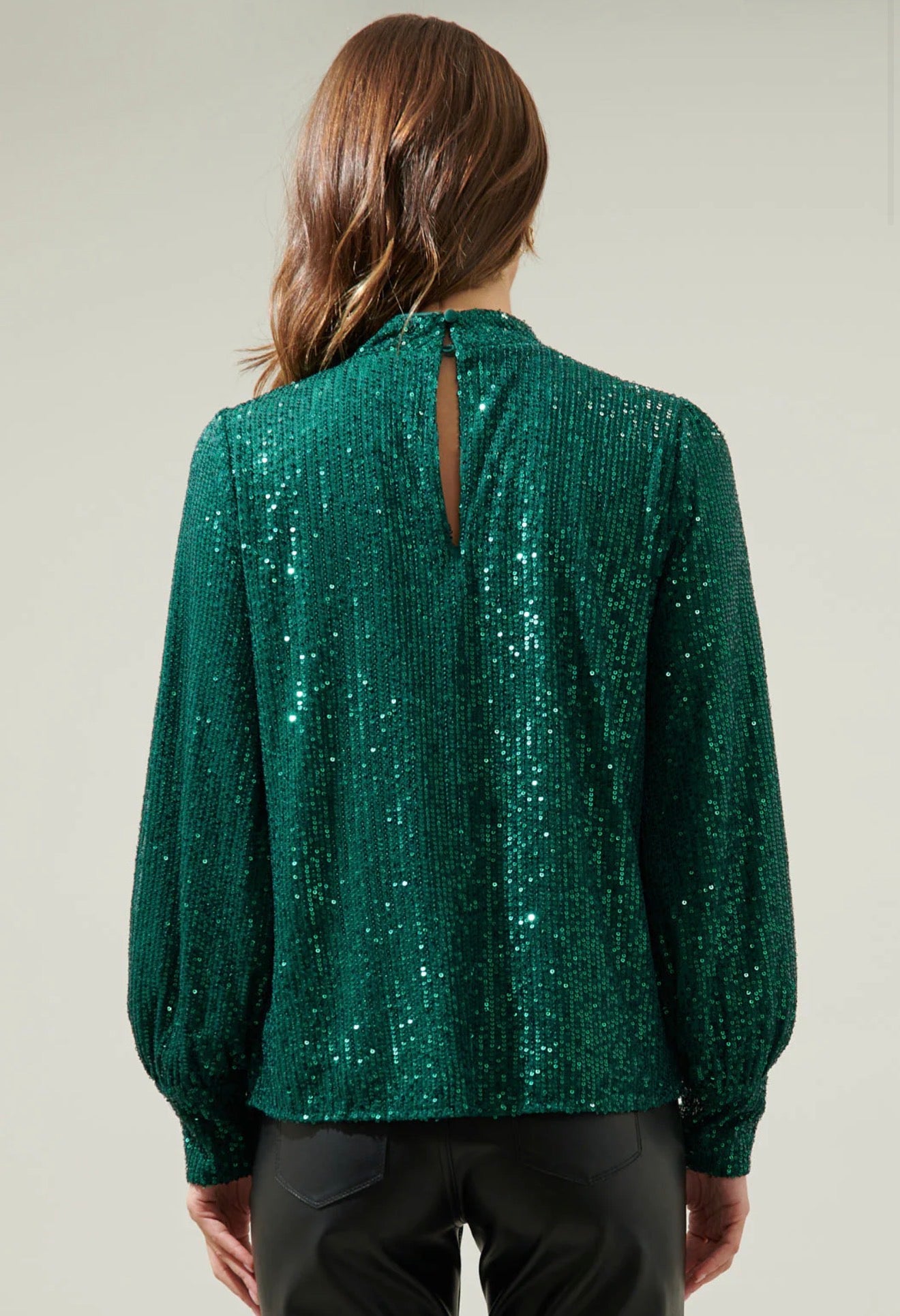 Sequin Mock Neck Blouse