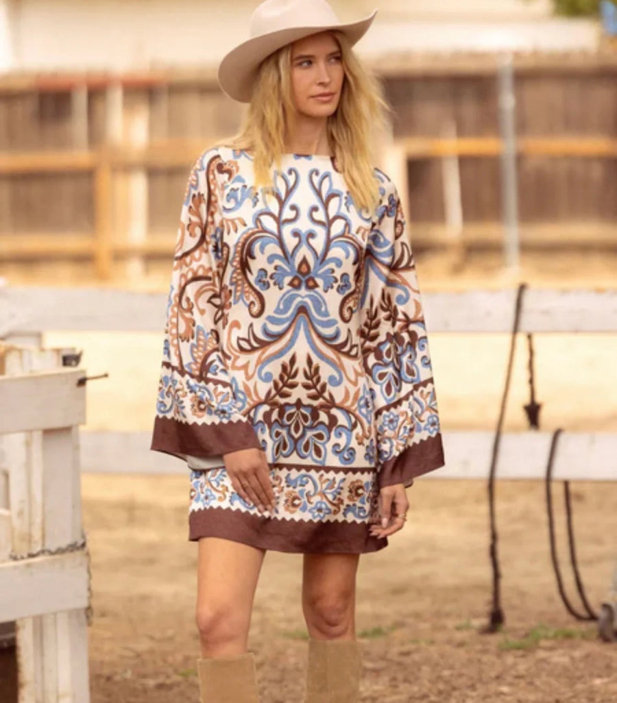Skies are Blue Border Print Mini Dress Skies are Blue Border Print Mini Dress