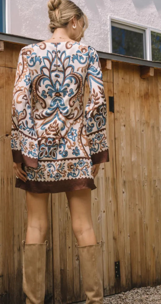 Skies are Blue Border Print Mini Dress