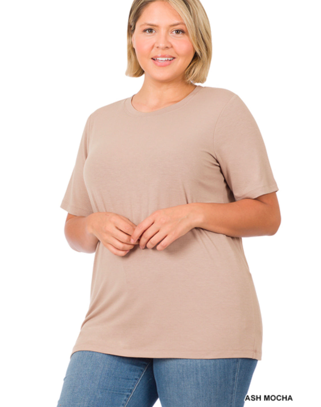 Basic Plus Short Sleeve Round Neck Tee