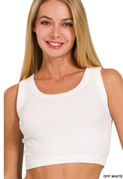 Ribbed Scoop Neck Cropped Tank