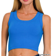 Ribbed Scoop Neck Cropped Tank