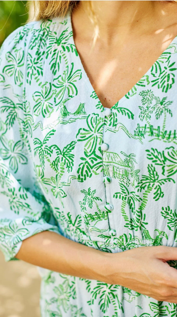Mary Square Island Green Dress