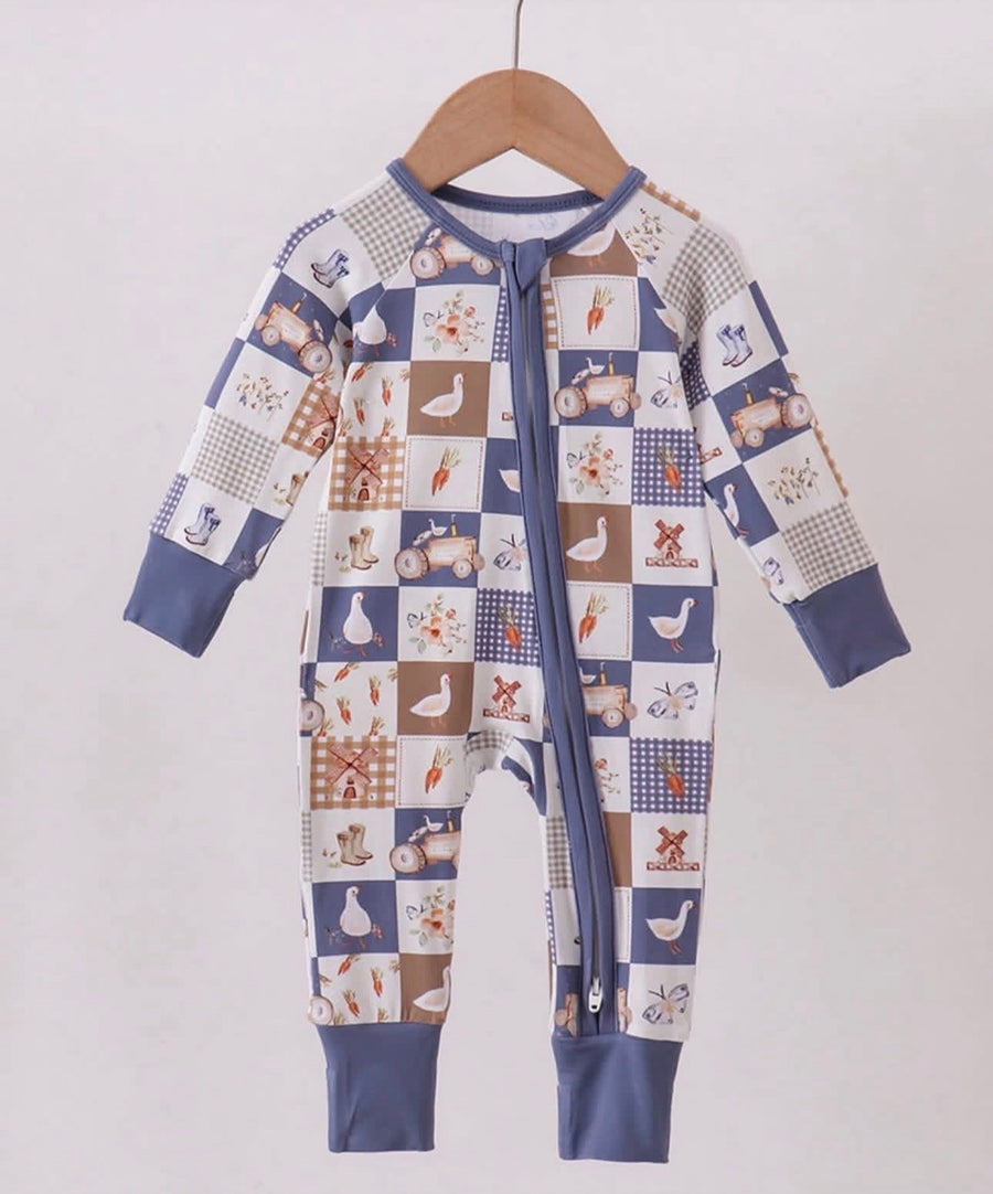 Blue Animal Premium Bamboo Romper