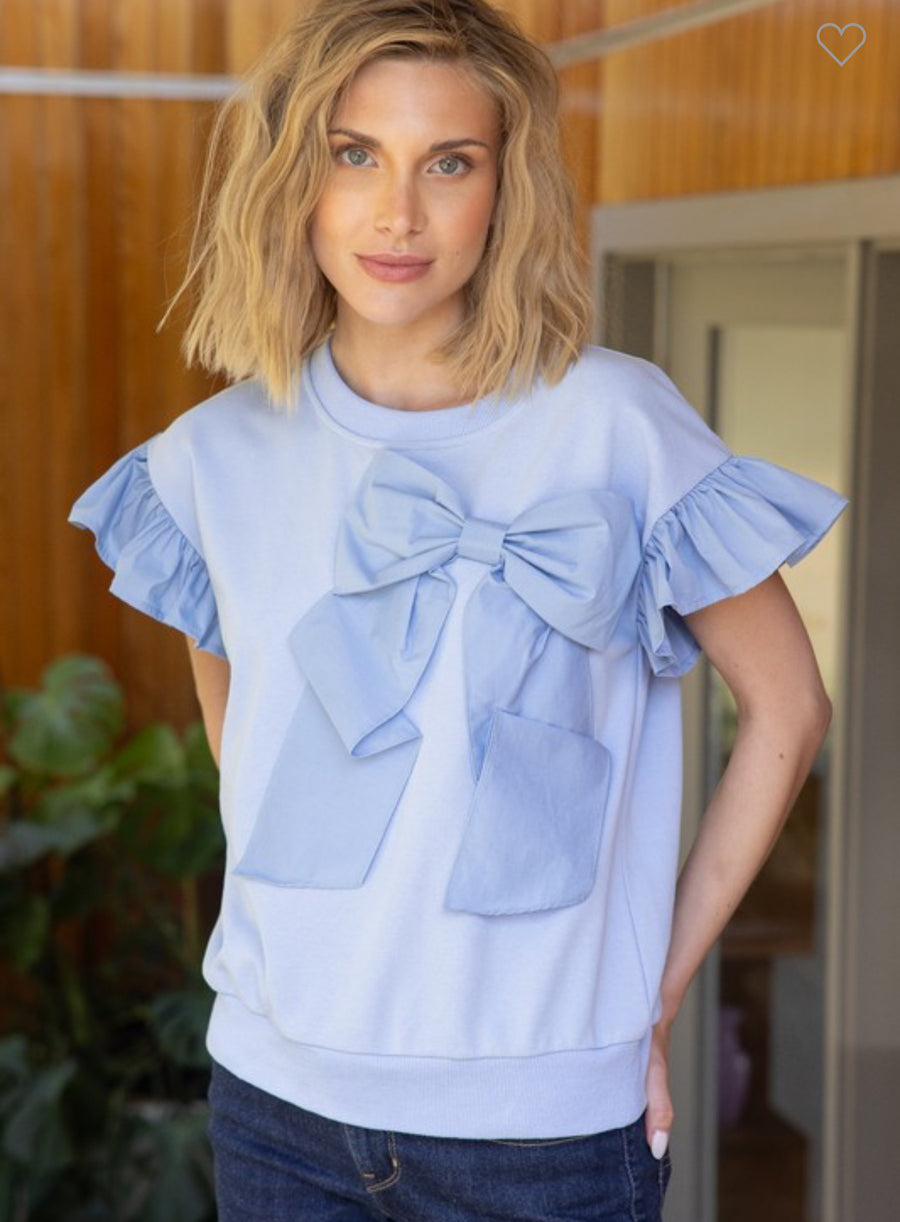 Voy French Terry Top with Bow Detail