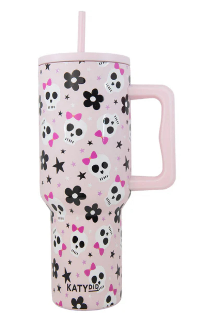 Katydid Skull Flower Tumbler