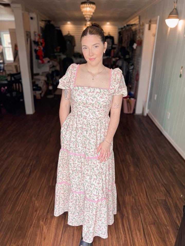 Floral Square Neck Maxi