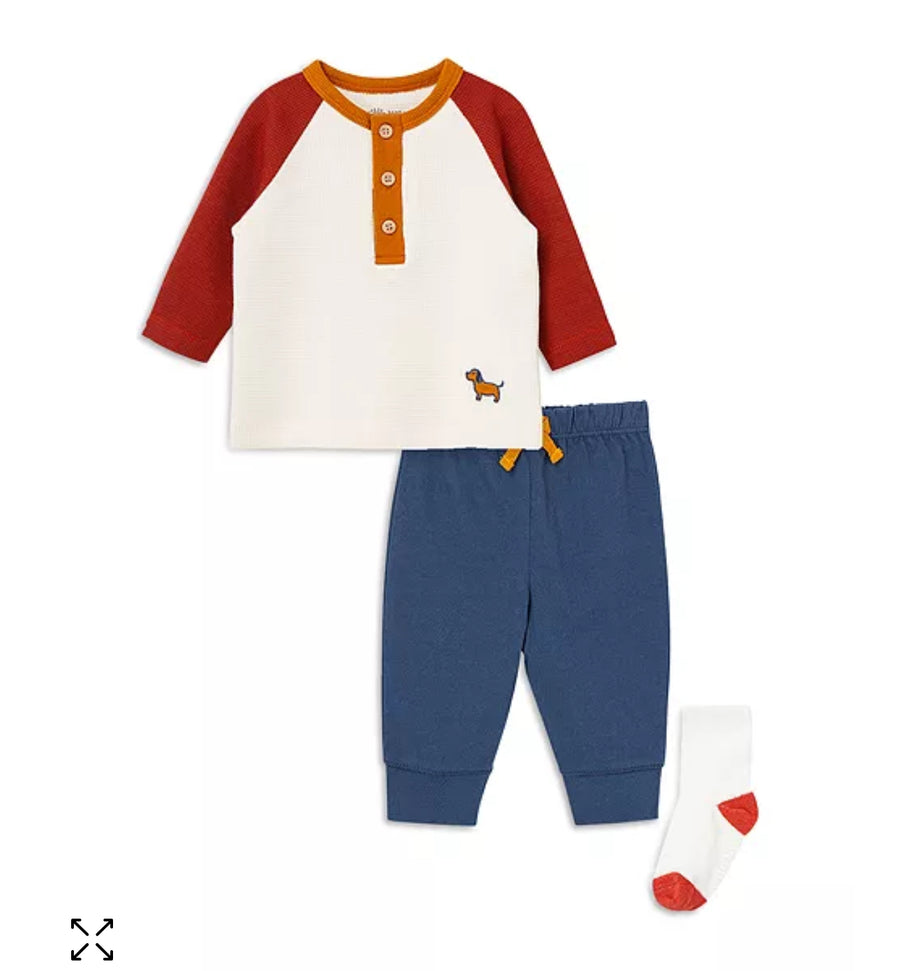 Little Me Boys' Henley Top, Jogger Pants & Socks Set - Baby