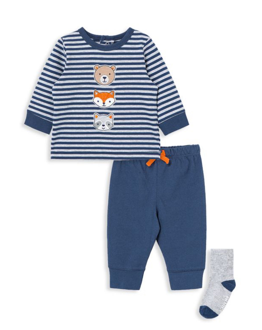 Little Me Boys' 3 Piece Woodland Set, Jogger Pants & Socks Set - Baby