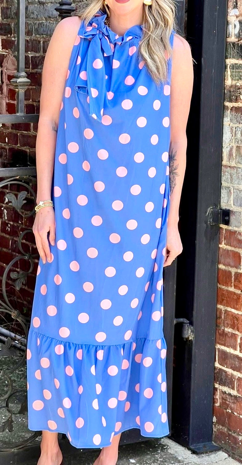 Carole Christian Polka Dot Midi Dress