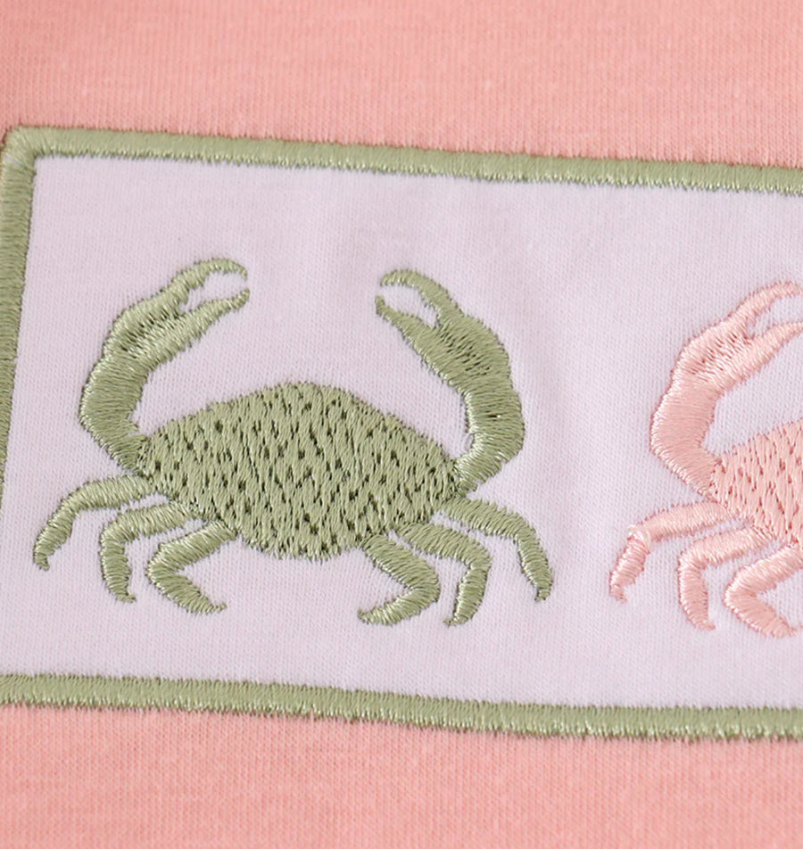 Floral Crab Embroidery Ruffle Shorts