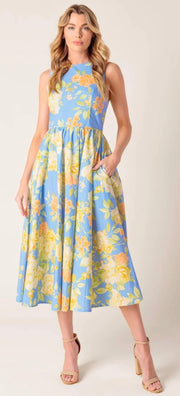 Flying Tomato Blue Floral Midi