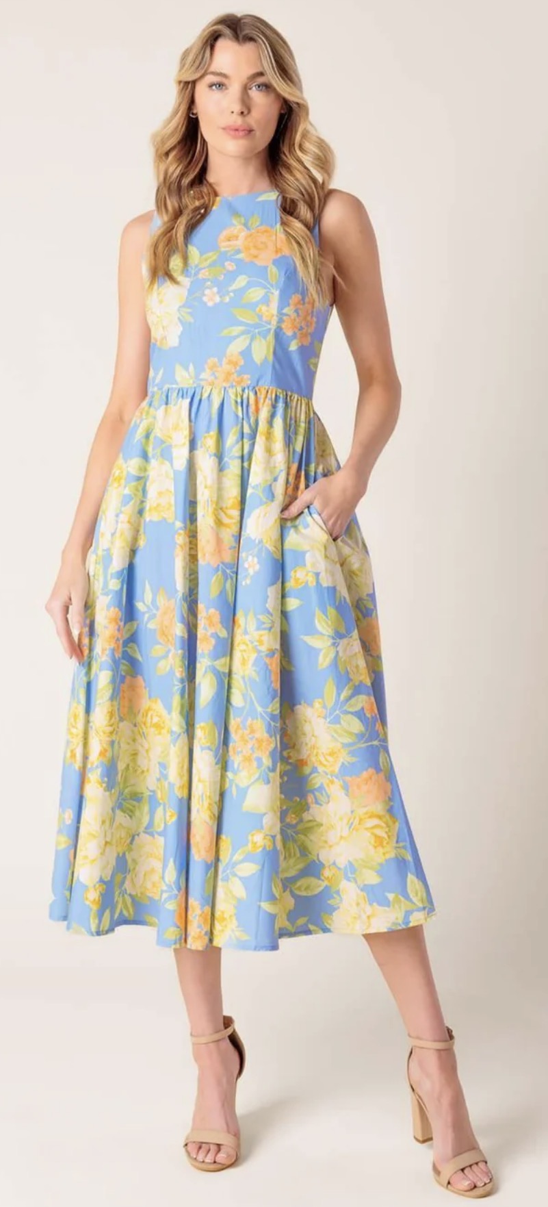 Flying Tomato Blue Floral Midi