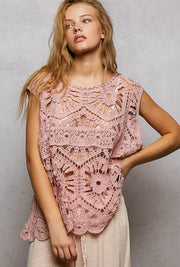 POL Bohemian Crochet Relaxed Top - One Size