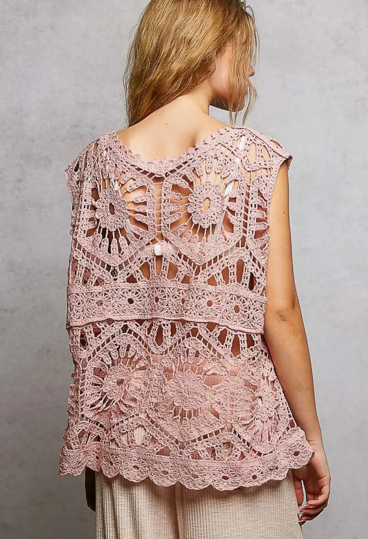 POL Bohemian Crochet Relaxed Top - One Size
