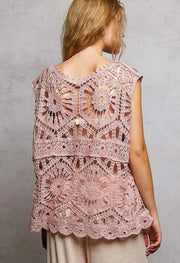 POL Bohemian Crochet Relaxed Top - One Size