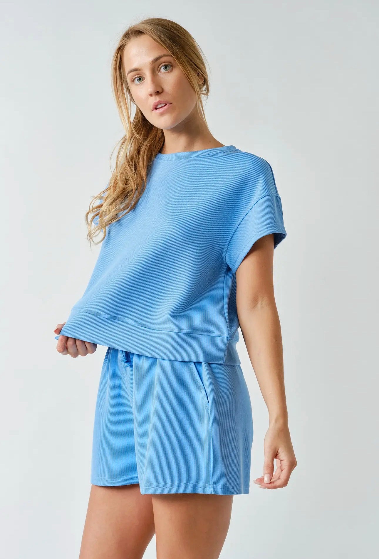 Luxe Sand Wash Rib Classic Tee Set