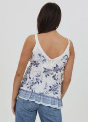 V Neck Lace Trim Side Ties Tank Top