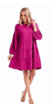 Mud Pie Dallas Tiered Dress Berry