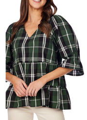 Mudpie GREEN ASHFORD PLAID TOP