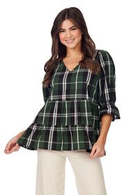 Mudpie GREEN ASHFORD PLAID TOP