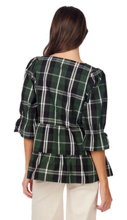 Mudpie GREEN ASHFORD PLAID TOP