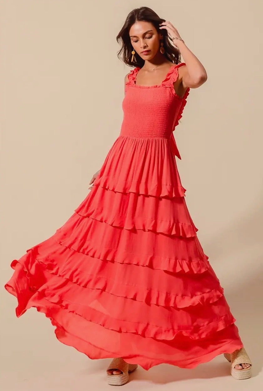 Smocked Ruffle Tier Maxi Dress