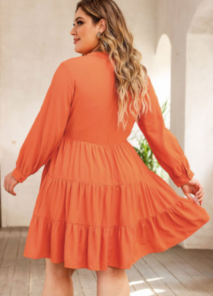 Plus Fall Dress Orange