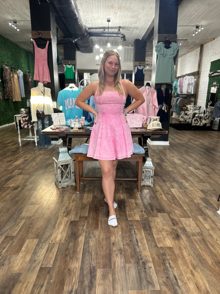 Flying Tomato Pink Acid Wash Dress