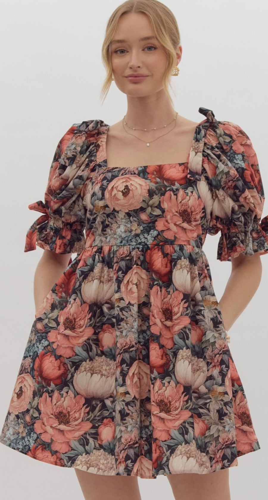 Entro Floral Print Mini Dress