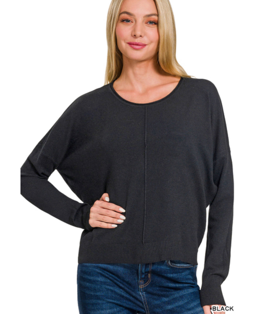 Front Seam Round Neck Sweater