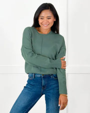 Front Seam Round Neck Sweater