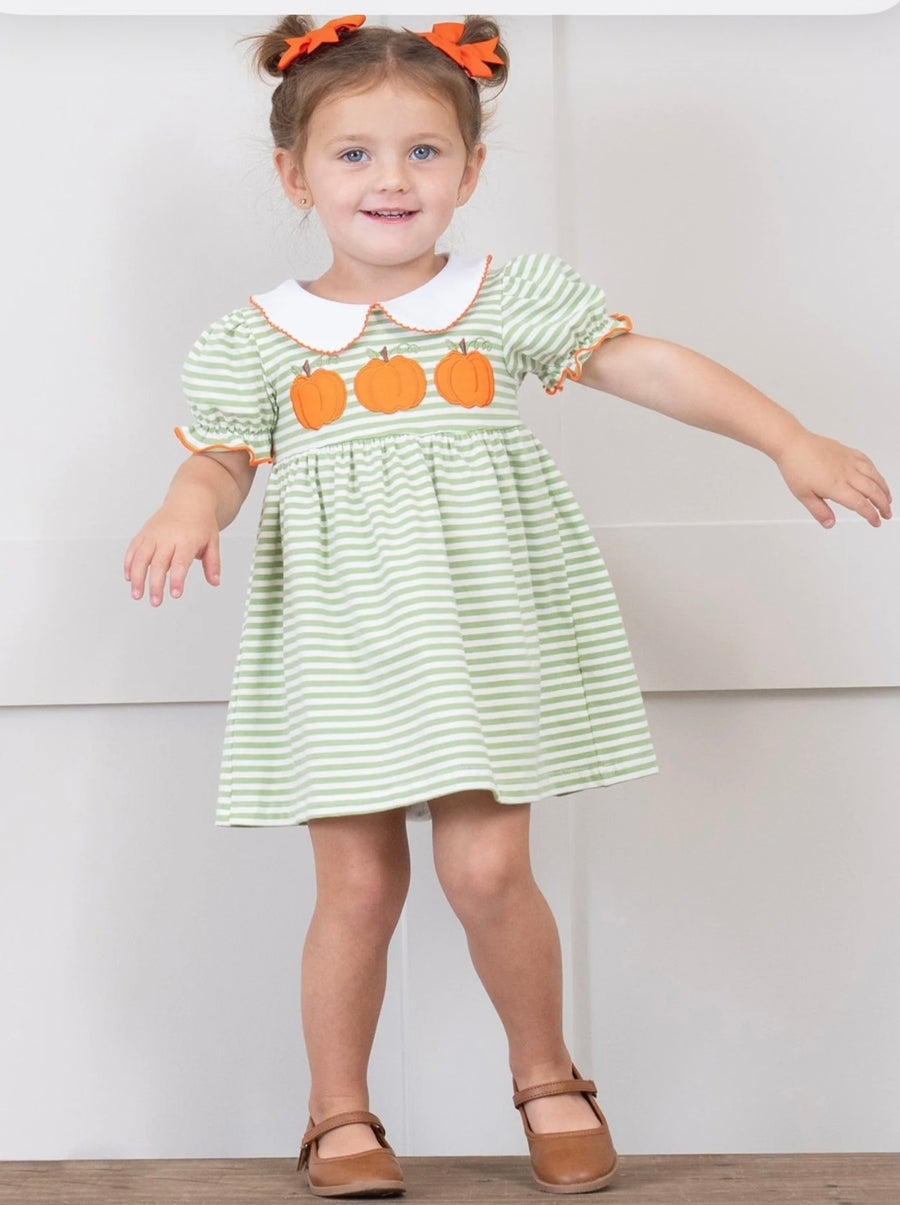 Pumpkin & Stripe Twirl Dress