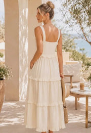 Main Strip Ruffle Tiered Mini Dress
