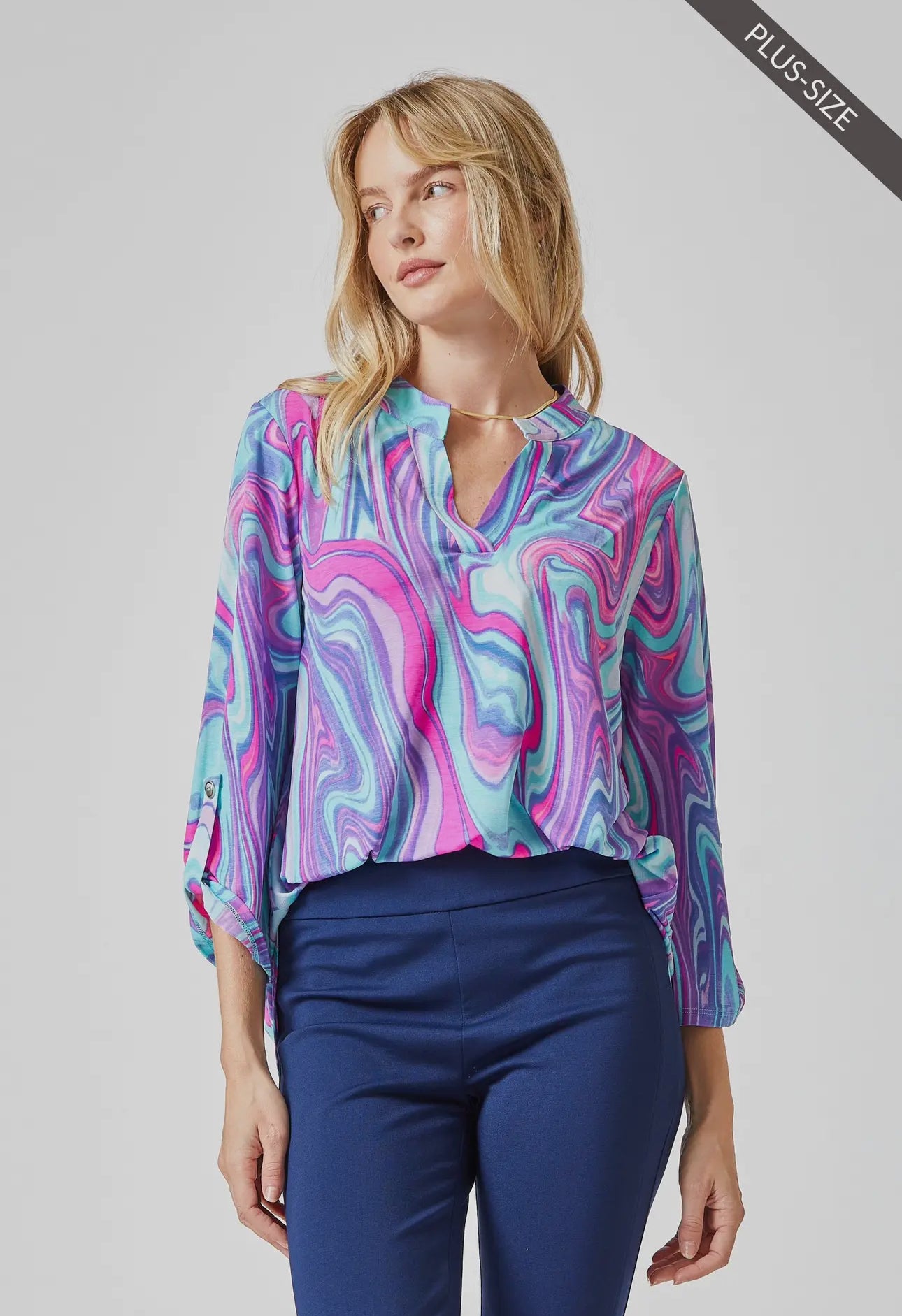 Dear Scarlett Wrinkle Free 3/4 Sleeve Plus